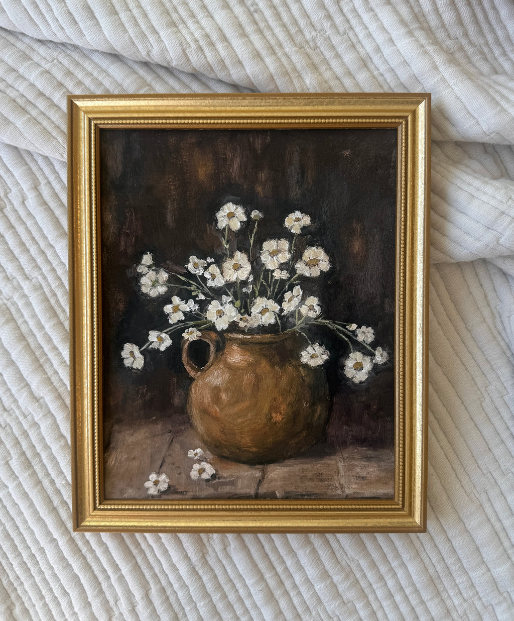 “Daisies on wood” print