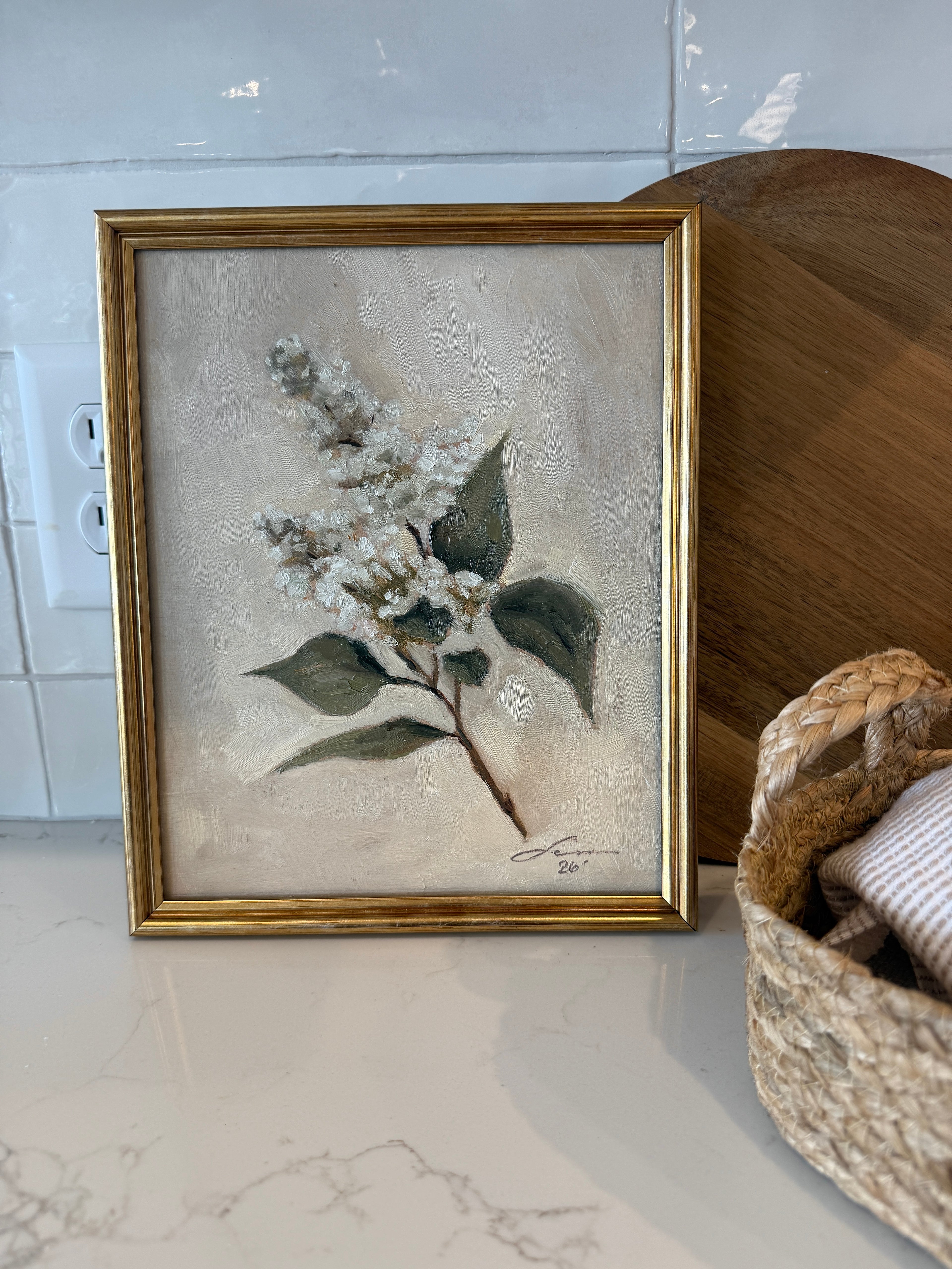 “White lilac stem” print