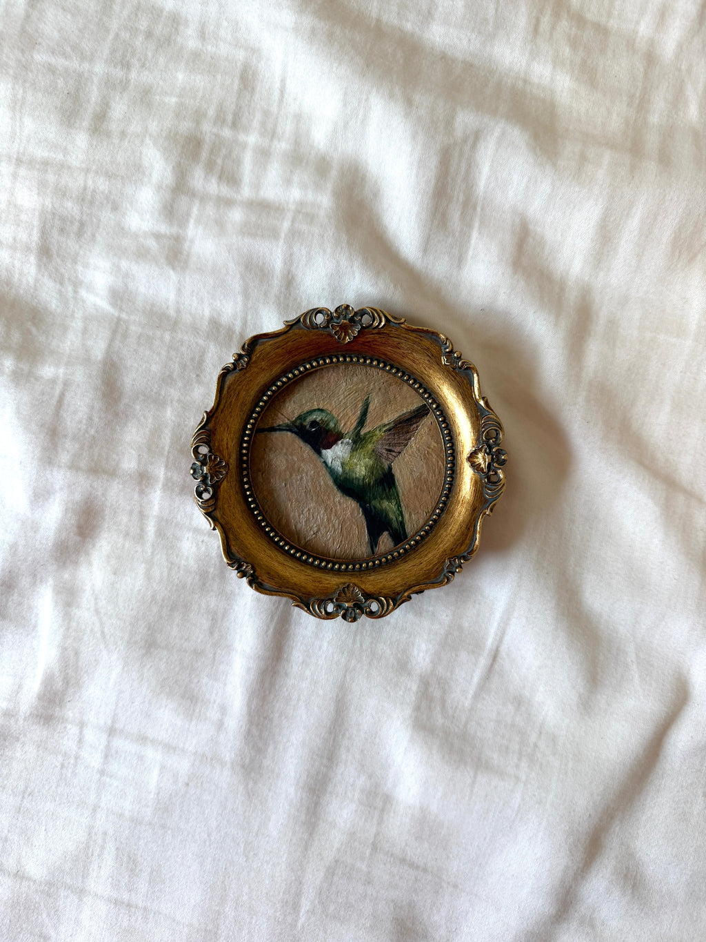 “Soft Hummingbird” circle print