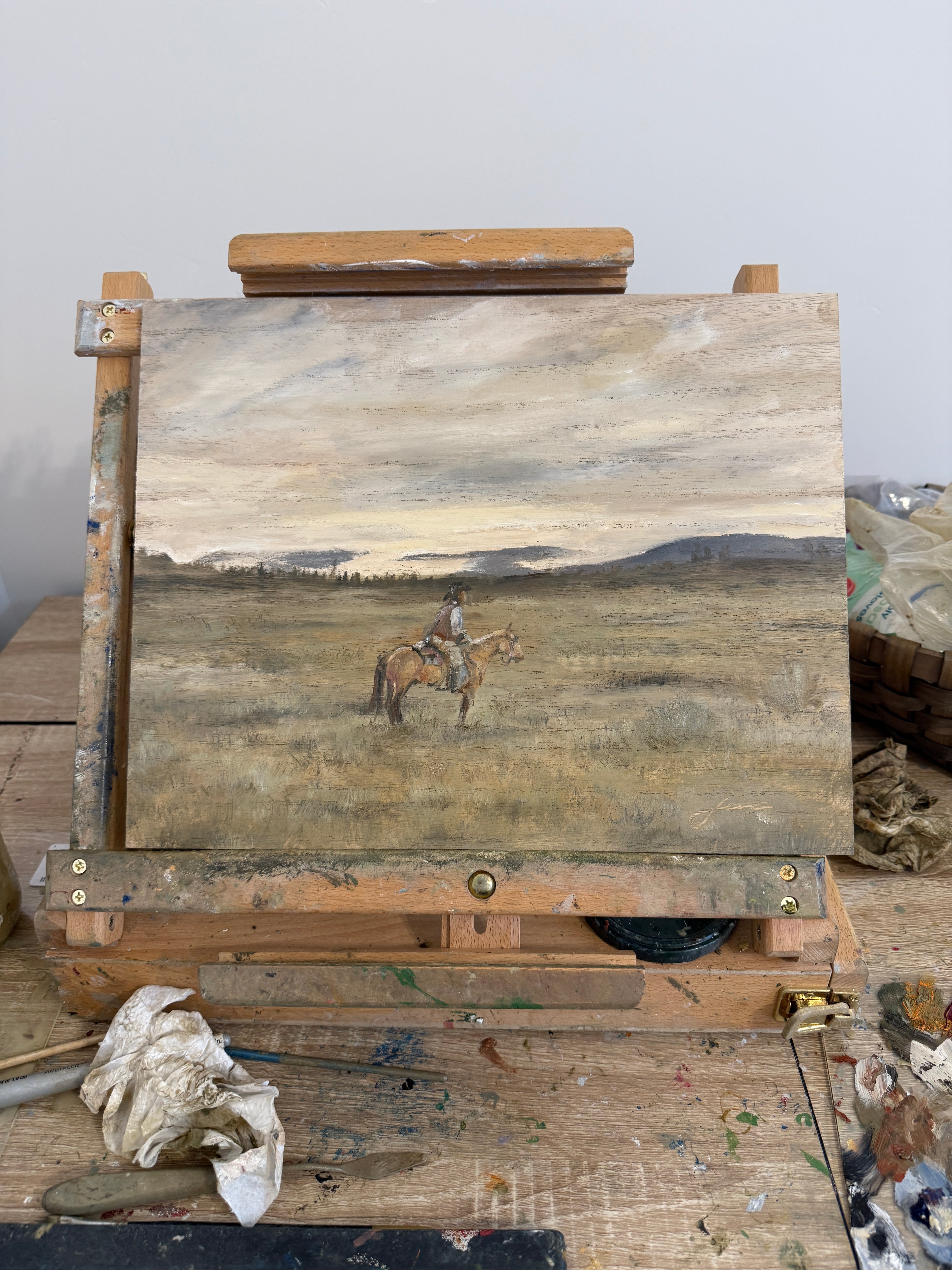 “Cowboy at sunset” print