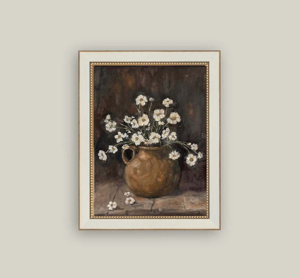 “Daisies on wood” print