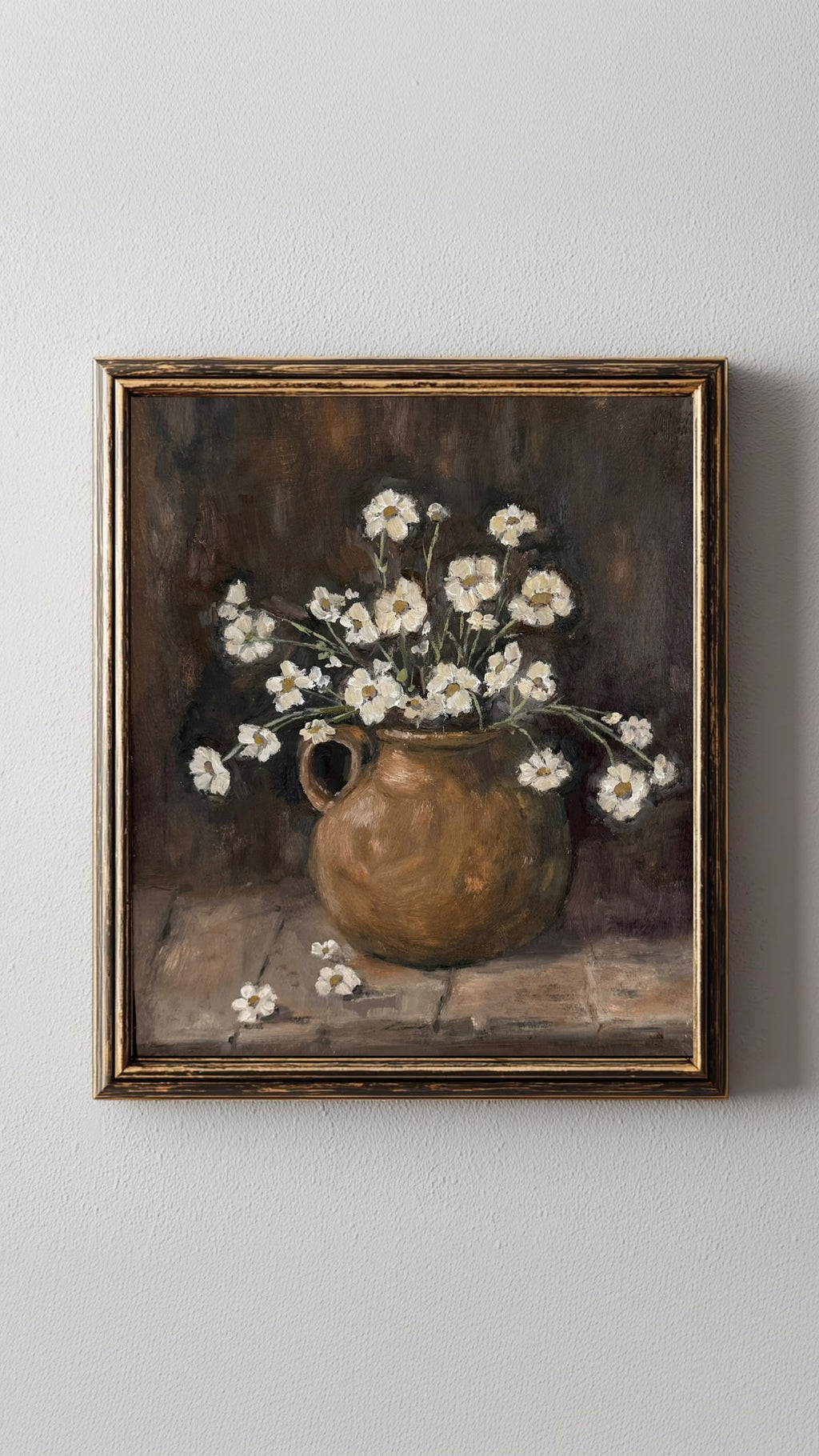 “Daisies on wood” print